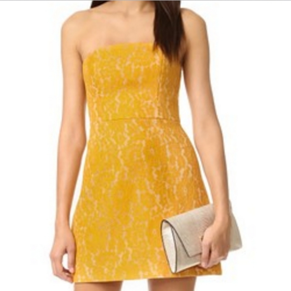 Keepsake Every Way Lace mini dress in mustard
